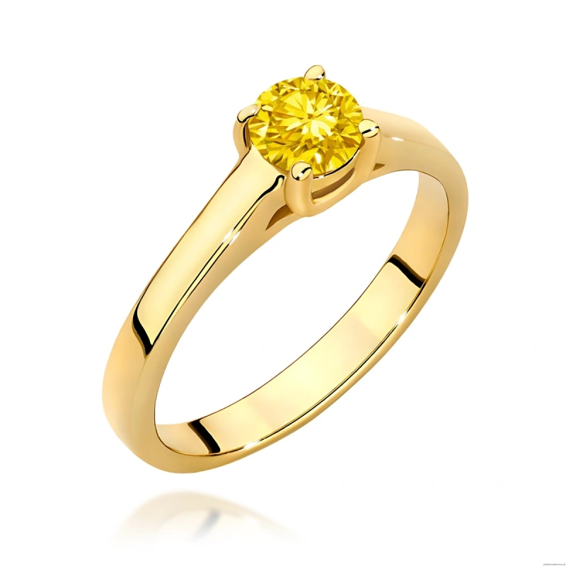 Pierścionek W0544 Diament Laboratoryjny żółty 0,50ct żółte złoto 375