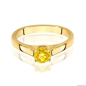 Pierścionek W0544 Diament Laboratoryjny żółty 0,50ct żółte złoto 375
