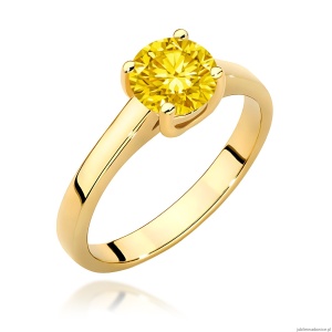 Pierścionek W0544 Diament Laboratoryjny żółty 1,00ct żółte złoto 375
