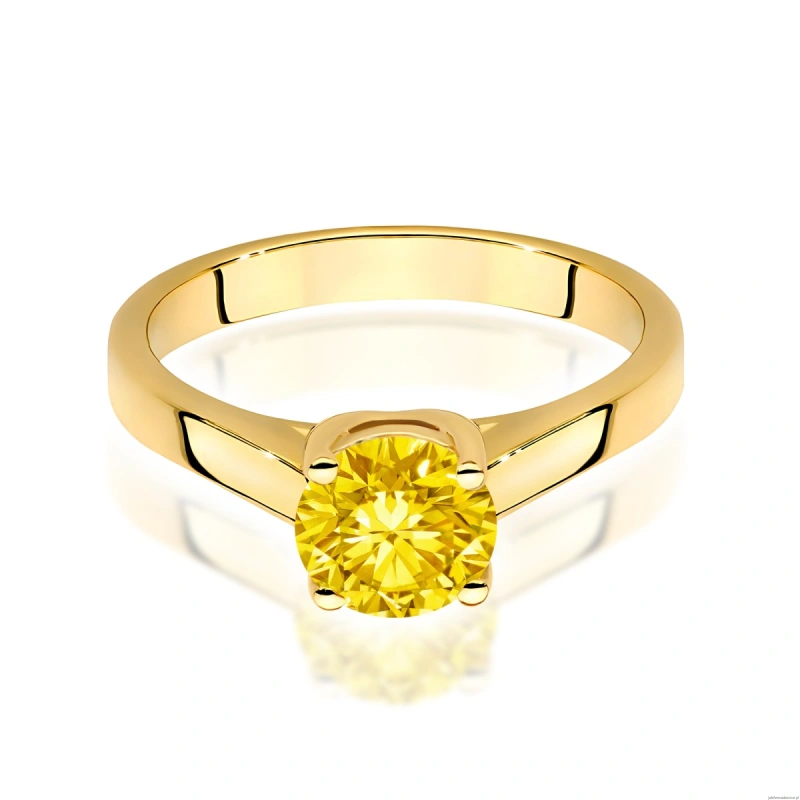 Pierścionek W0544 Diament Laboratoryjny żółty 1,00ct żółte złoto 375