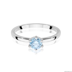 Pierścionek W0535 Diament Laboratoryjny niebieski 0,50ct białe złoto