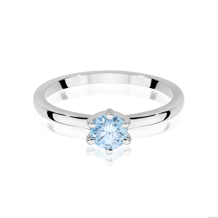 Pierścionek W0535 Diament Laboratoryjny niebieski 0,50ct białe złoto