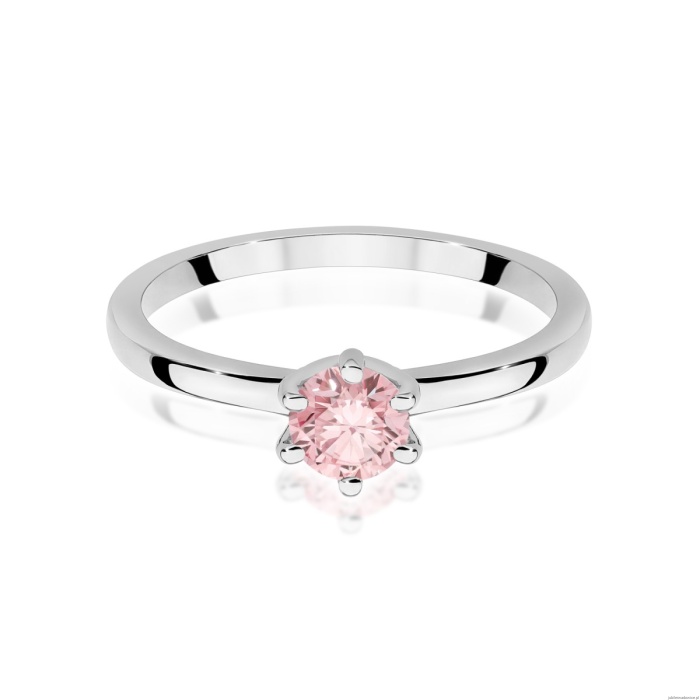 Pierścionek W0535 Diament Laboratoryjny różowy 0,50ct białe złoto