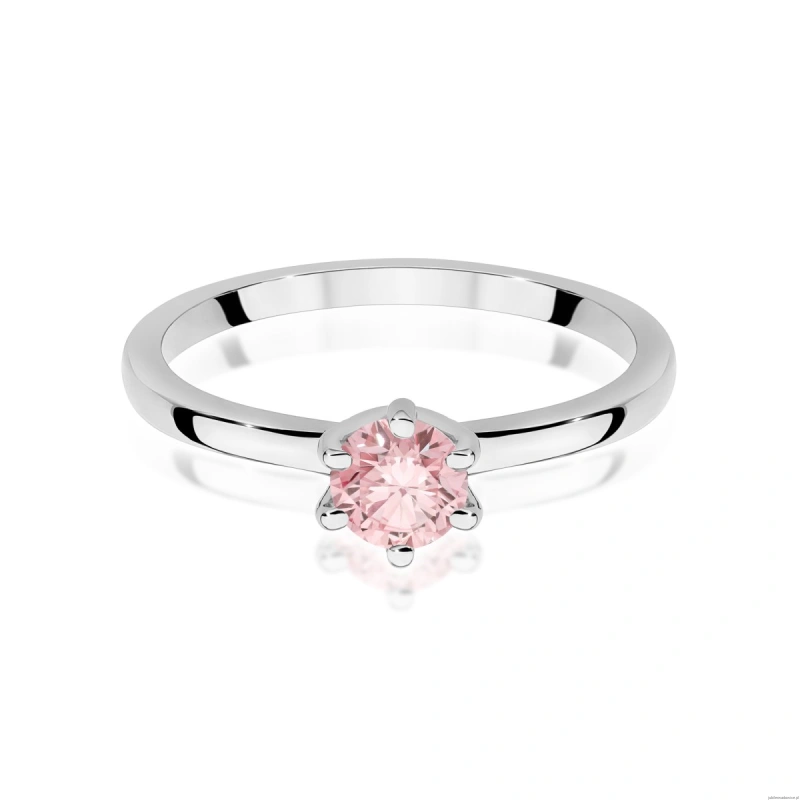 Pierścionek W0535 Diament Laboratoryjny różowy 0,50ct białe złoto