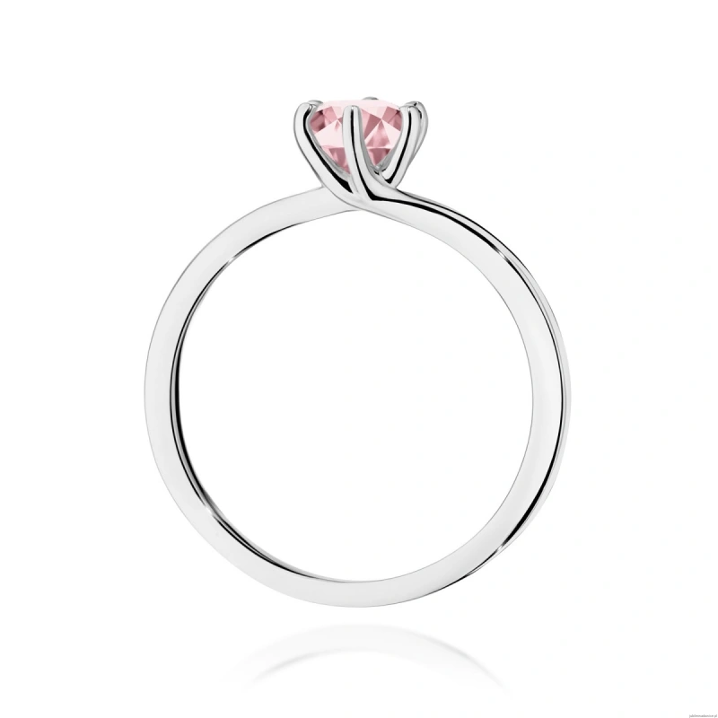 Pierścionek W0535 Diament Laboratoryjny różowy 0,50ct białe złoto