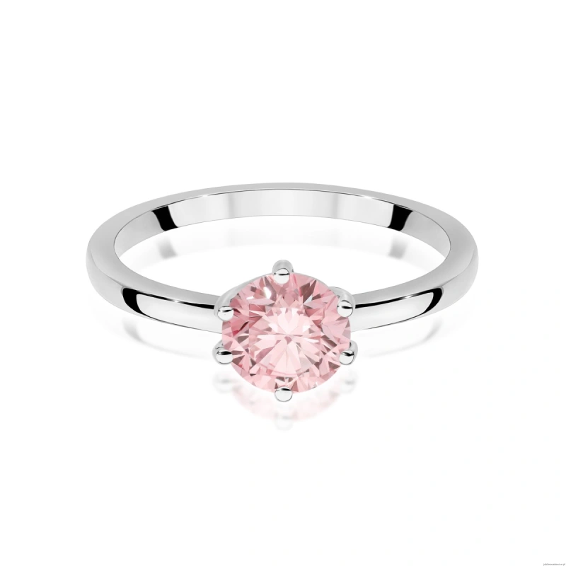 Pierścionek W0535 Diament Laboratoryjny różowy 1,00ct białe złoto