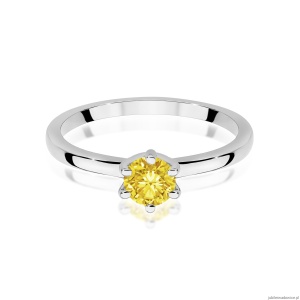 Pierścionek W0535 Diament Laboratoryjny żółty 0,50ct białe złoto