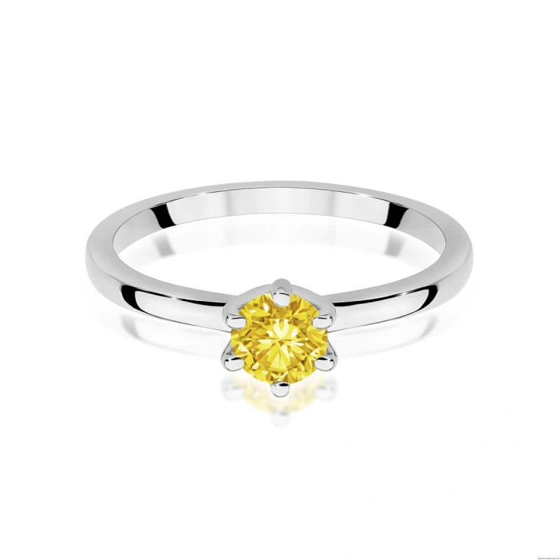 Pierścionek W0535 Diament Laboratoryjny żółty 0,50ct białe złoto