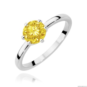 Pierścionek W0535 Diament Laboratoryjny żółty 1,00ct białe złoto