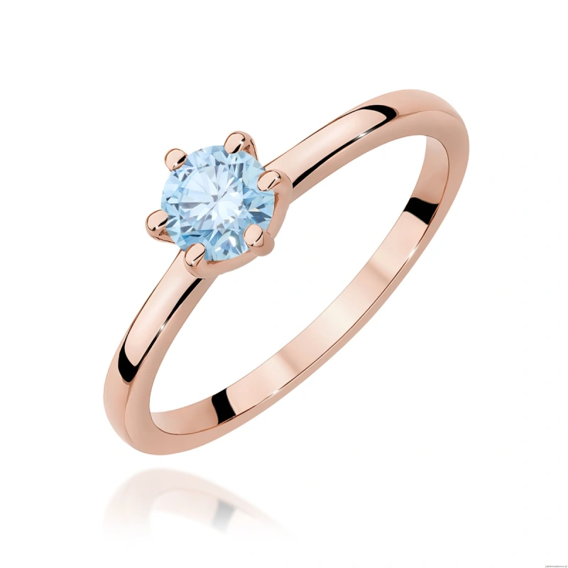 Pierścionek W0535 Diament Laboratoryjny niebieski 0,50ct różowe złoto