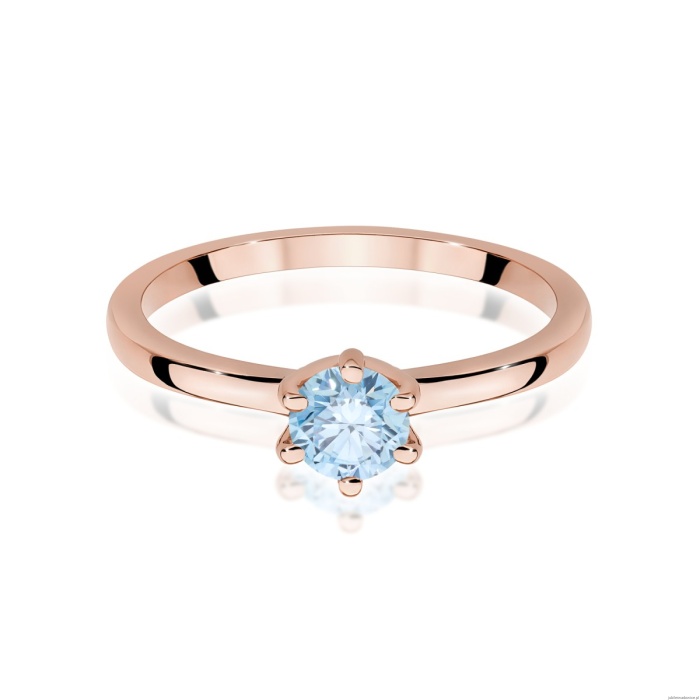 Pierścionek W0535 Diament Laboratoryjny niebieski 0,50ct różowe złoto