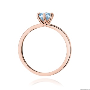Pierścionek W0535 Diament Laboratoryjny niebieski 0,50ct różowe złoto