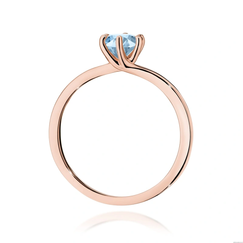 Pierścionek W0535 Diament Laboratoryjny niebieski 0,50ct różowe złoto
