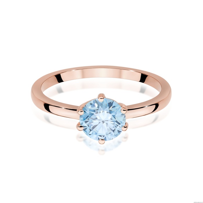 Pierścionek W0535 Diament Laboratoryjny niebieski 1,00ct różowe złoto