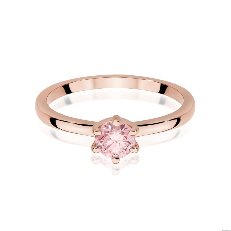 Pierścionek W0535 Diament Laboratoryjny różowy 0,50ct różowe złoto