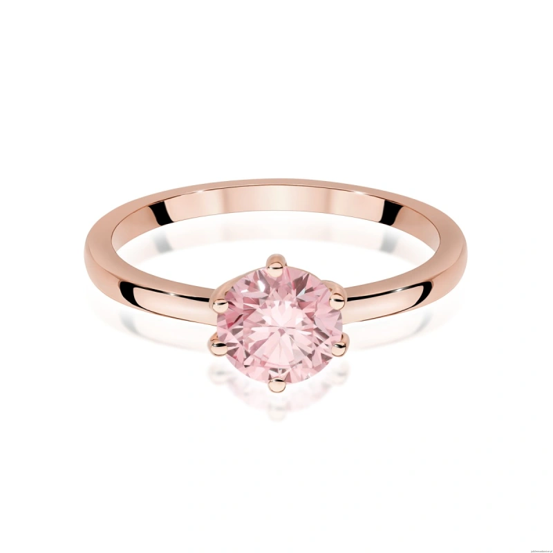 Pierścionek W0535 Diament Laboratoryjny różowy 1,00ct różowe złoto