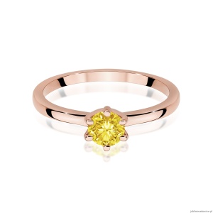 Pierścionek W0535 Diament Laboratoryjny żółty 0,50ct różowe złoto