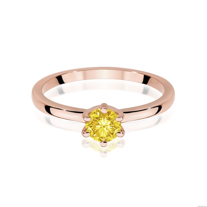 Pierścionek W0535 Diament Laboratoryjny żółty 0,50ct różowe złoto