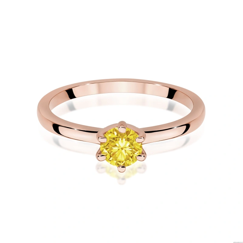 Pierścionek W0535 Diament Laboratoryjny żółty 0,50ct różowe złoto