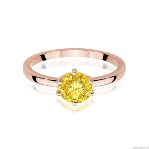 Pierścionek W0535 Diament Laboratoryjny żółty 1,00ct różowe złoto