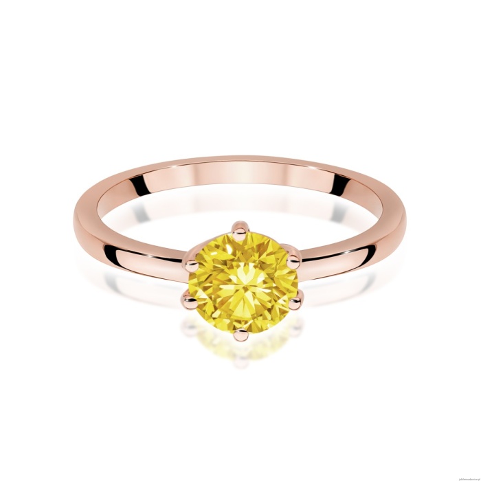 Pierścionek W0535 Diament Laboratoryjny żółty 1,00ct różowe złoto