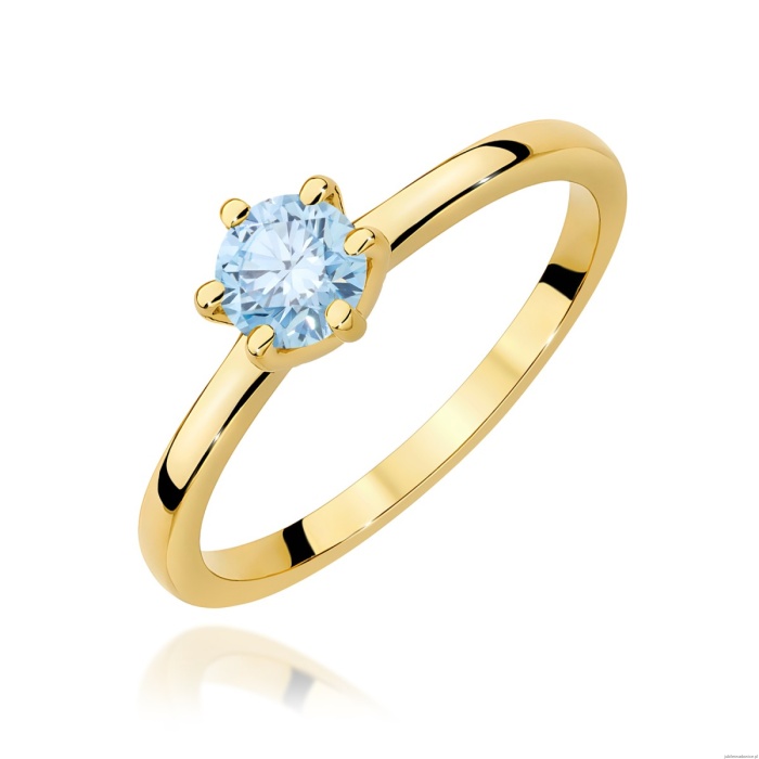 Pierścionek W0535 Diament Laboratoryjny niebieski 0,50ct żółte złoto