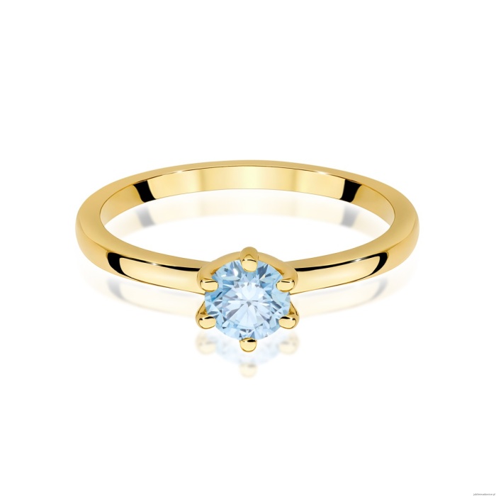 Pierścionek W0535 Diament Laboratoryjny niebieski 0,50ct żółte złoto