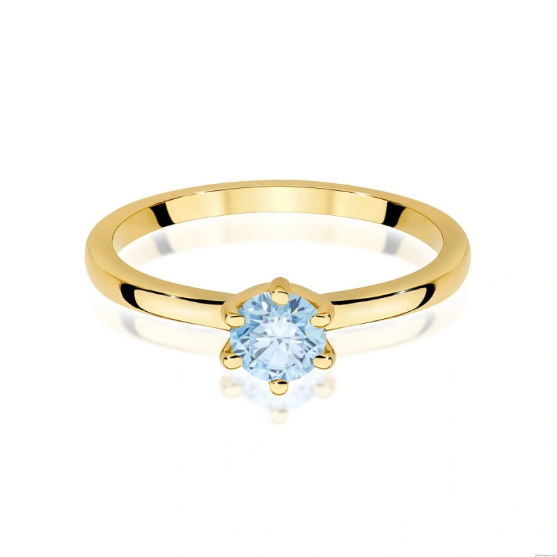 Pierścionek W0535 Diament Laboratoryjny niebieski 0,50ct żółte złoto