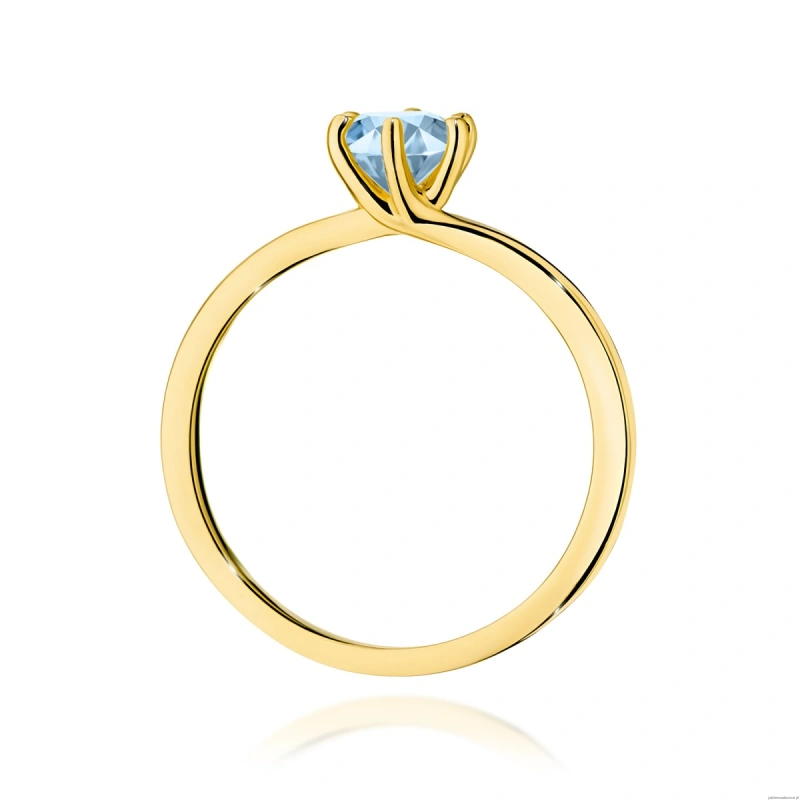 Pierścionek W0535 Diament Laboratoryjny niebieski 0,50ct żółte złoto