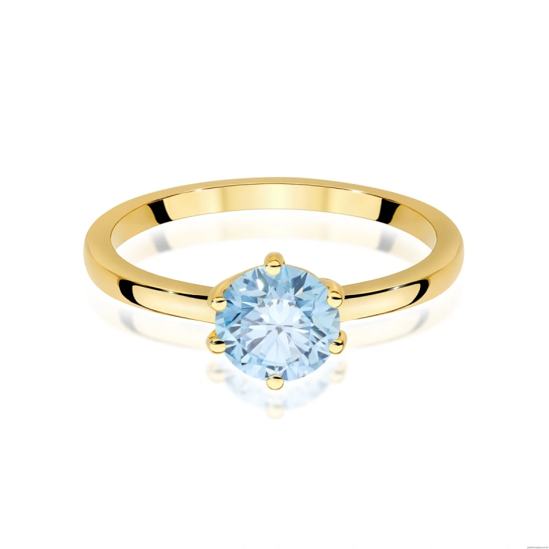Pierścionek W0535 Diament Laboratoryjny niebieski 1,00ct żółte złoto