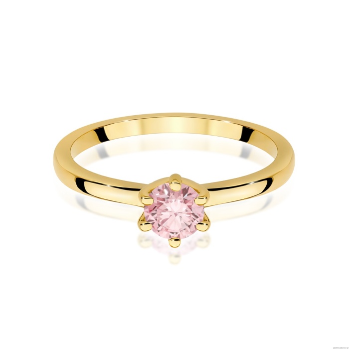 Pierścionek W0535 Diament Laboratoryjny różowy 0,50ct żółte złoto