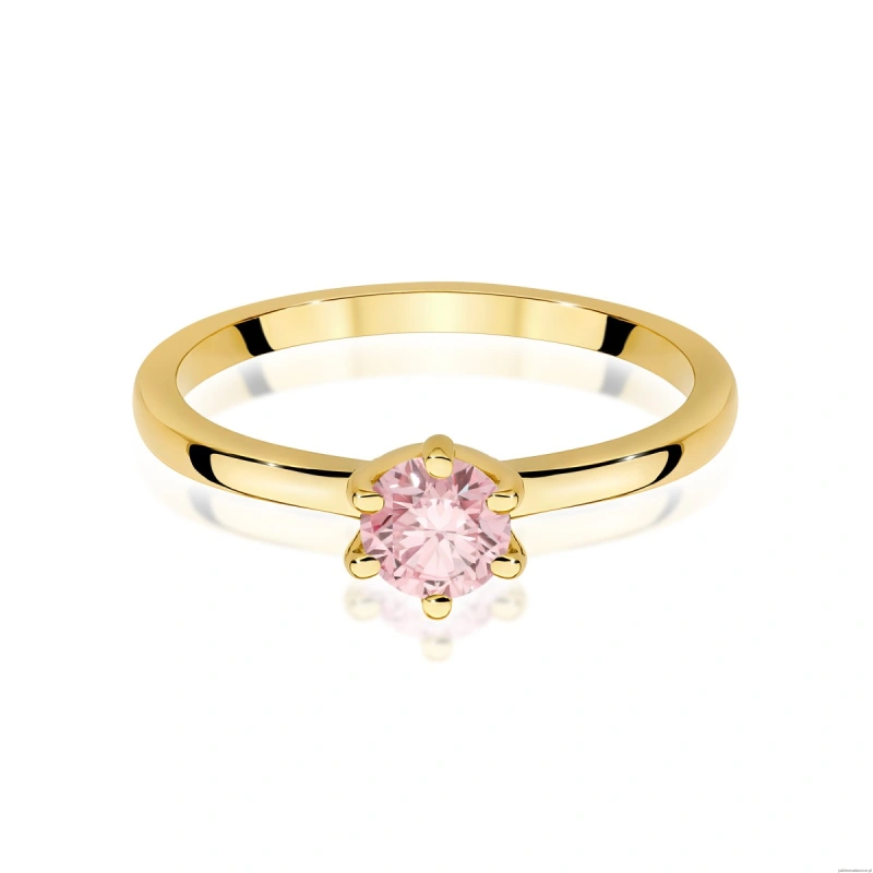 Pierścionek W0535 Diament Laboratoryjny różowy 0,50ct żółte złoto