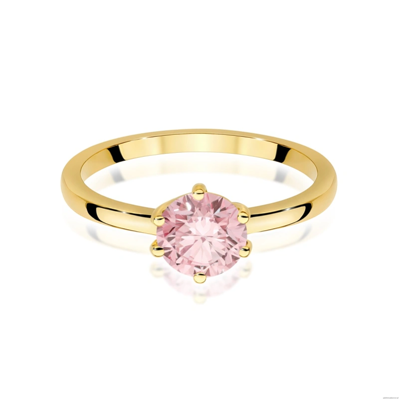 Pierścionek W0535 Diament Laboratoryjny różowy 1,00ct żółte złoto