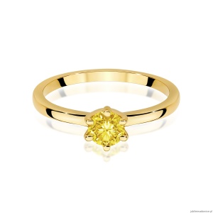 Pierścionek W0535 Diament Laboratoryjny żółty 0,50ct żółte złoto