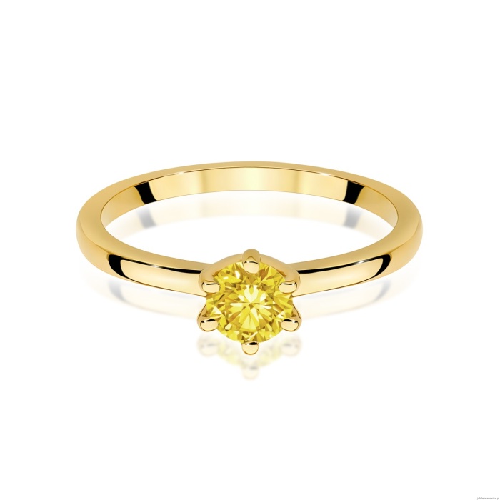 Pierścionek W0535 Diament Laboratoryjny żółty 0,50ct żółte złoto