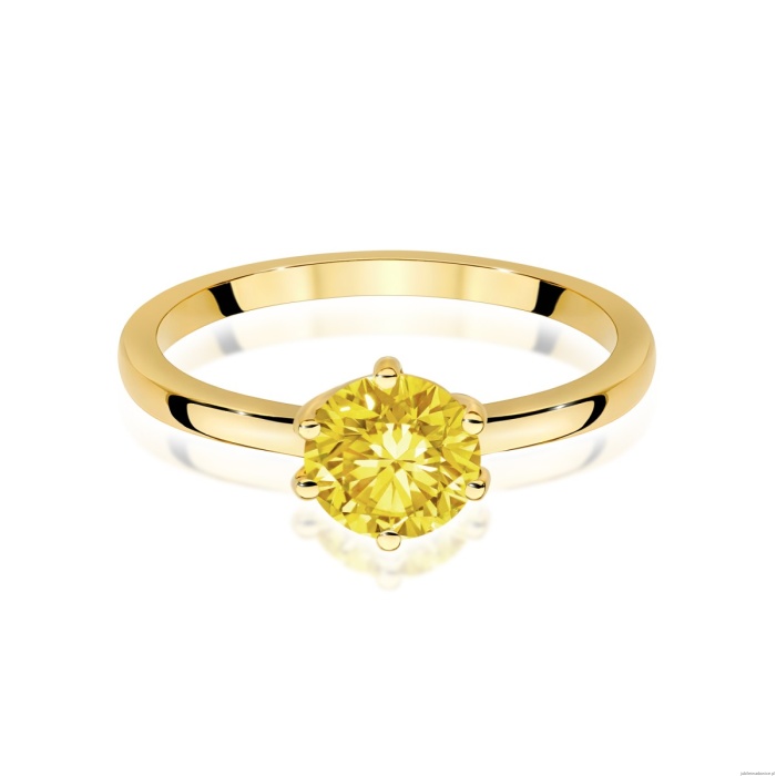 Pierścionek W0535 Diament Laboratoryjny żółty 1,00ct żółte złoto
