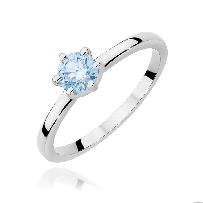 Pierścionek W0535 Diament Laboratoryjny niebieski 0,50ct białe złoto 375