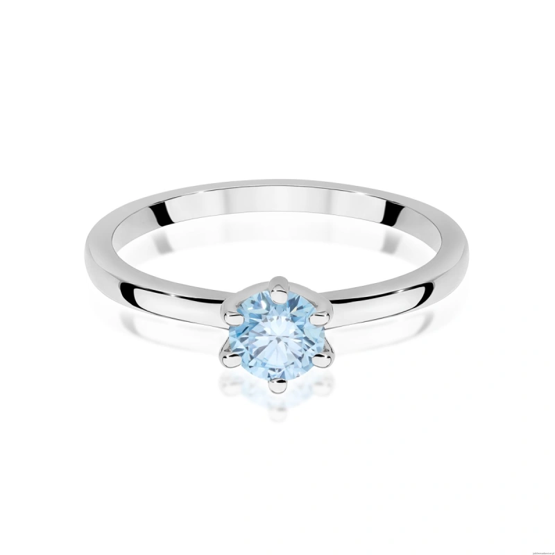 Pierścionek W0535 Diament Laboratoryjny niebieski 0,50ct białe złoto 375
