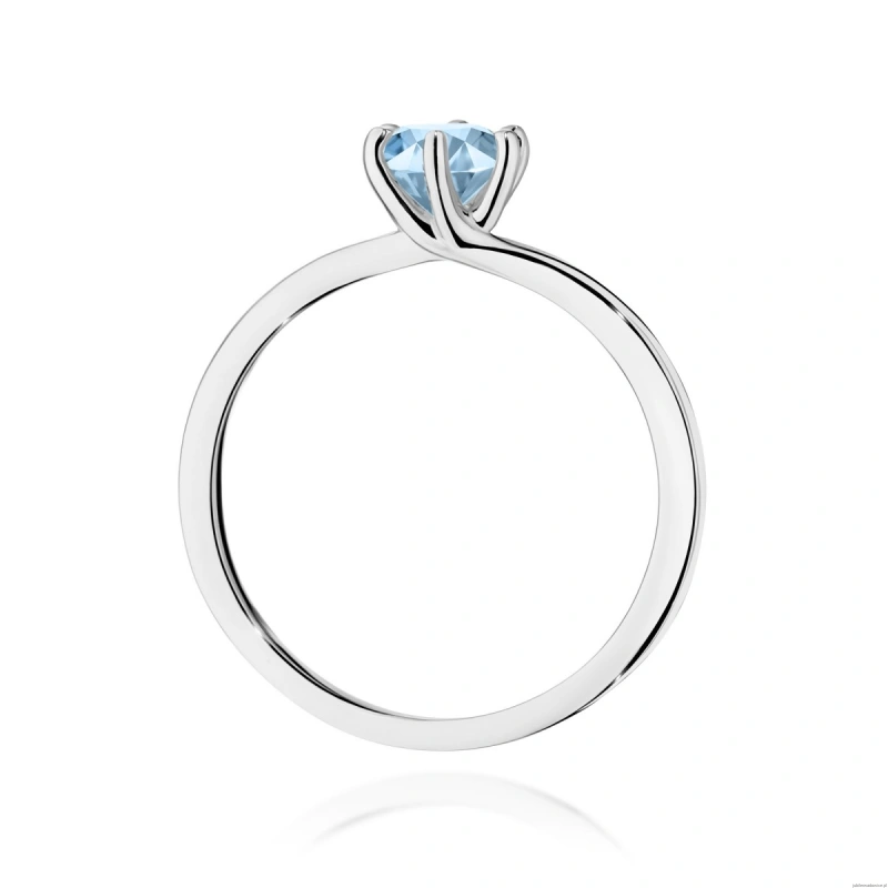 Pierścionek W0535 Diament Laboratoryjny niebieski 0,50ct białe złoto 375