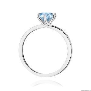 Pierścionek W0535 Diament Laboratoryjny niebieski 1,00ct białe złoto 375