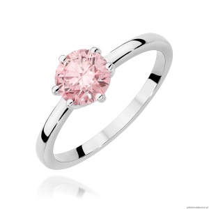 Pierścionek W0535 Diament Laboratoryjny różowy 1,00ct białe złoto 375