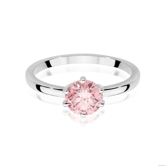 Pierścionek W0535 Diament Laboratoryjny różowy 1,00ct białe złoto 375