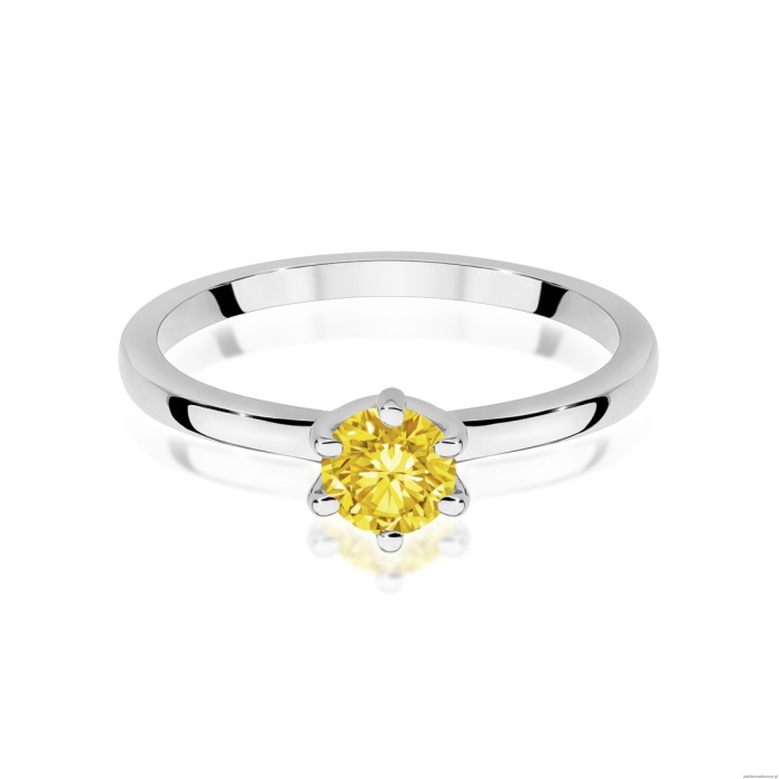 Pierścionek W0535 Diament Laboratoryjny żółty 0,50ct białe złoto 375