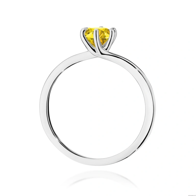 Pierścionek W0535 Diament Laboratoryjny żółty 0,50ct białe złoto 375