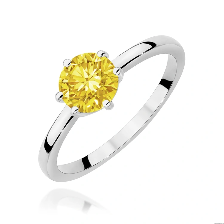 Pierścionek W0535 Diament Laboratoryjny żółty 1,00ct białe złoto 375