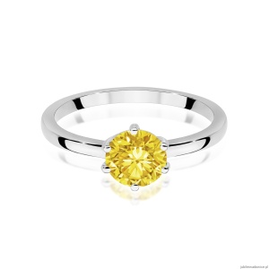 Pierścionek W0535 Diament Laboratoryjny żółty 1,00ct białe złoto 375