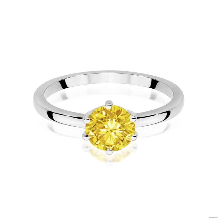 Pierścionek W0535 Diament Laboratoryjny żółty 1,00ct białe złoto 375