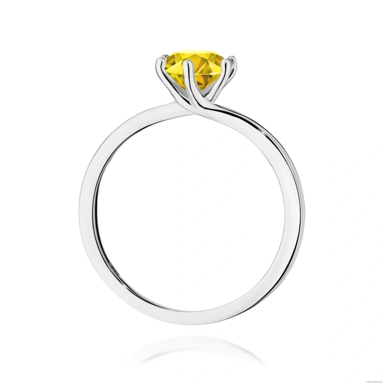 Pierścionek W0535 Diament Laboratoryjny żółty 1,00ct białe złoto 375