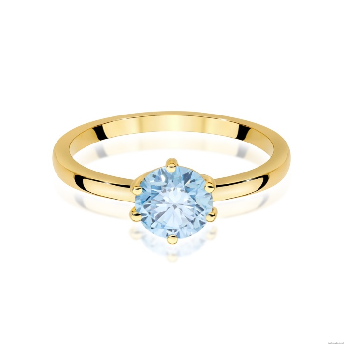 Pierścionek W0535 Diament Laboratoryjny niebieski 1,00ct żółte złoto 375