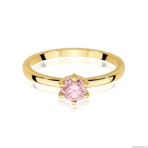 Pierścionek W0535 Diament Laboratoryjny różowy 0,50ct żółte złoto 375
